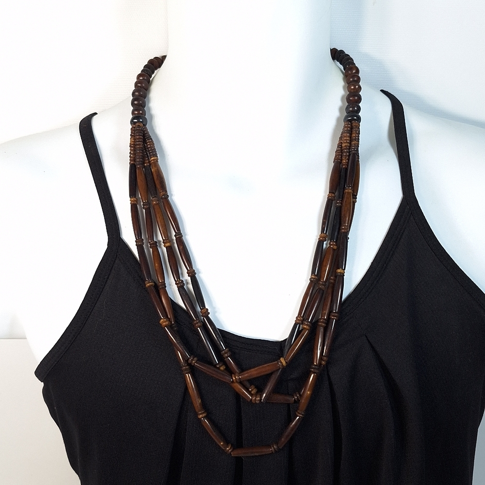 Vintage Gerda Lynggaard Style Multi Strand Dyed Bone Necklace 1950s Tribal Boho